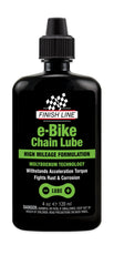 Finish Line E-Bike Chain Lube application showing long-lasting lubrication for high-torque chains