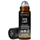 Fiora Naturals castor oil and frankincense roll-on bottle for precise under-eye care