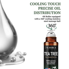 Fiora Naturals Tea Tree Oil Roll-On in use, targeting blemish-prone areas with soothing relief.