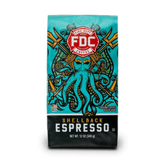 Fire Department Coffee Shellback Espresso ground coffee ready for bold drip brew.