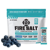 Fire Science Nutrition Fire Salt Hydration Sticks blue raspberry pack provides on-the-go electrolytes.
