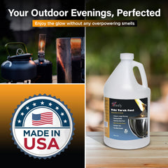 Firefly Fuel Tiki Torch Fuel burns bright for longer patio evenings.