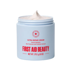 First Aid Beauty Ultra Repair Cream front jar shows 24-hour hydration