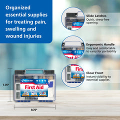 First Aid Only 91248 disposable gloves and tweezers shown for safe handling
