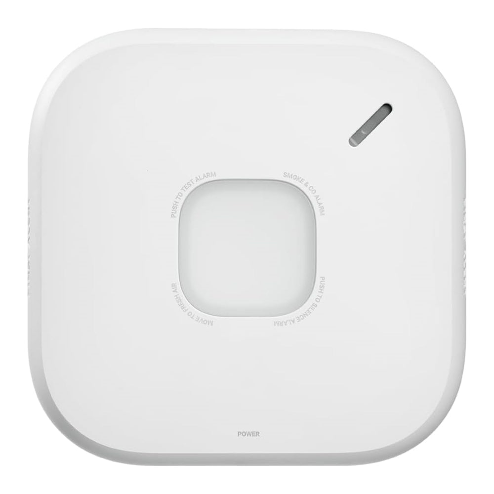 First Alert SC5 front view shows a compact 2-in-1 smoke and CO alarm with smart alerts.