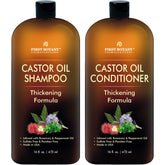 First Botany Castor Oil Shampoo bottle demonstrates a sulfate free formula for thicker looking hair.