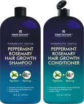 First Botany peppermint rosemary shampoo bottle for daily scalp refreshment.