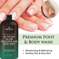 Tea tree eucalyptus foam shower by First Botany for invigorating cleanse.
