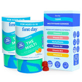 FIRST DAY teen vitamins bottle front shows a 60-day supply for growing teens