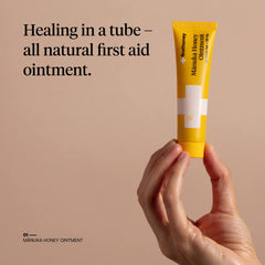 First Honey sterile honey ointment texture illustrating natural barrier and moisture.