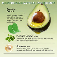 Firstfly avocado eye mask patch applied on the eye area for soothing moisture