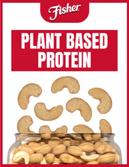Fisher cashews sea-salt seasoning visual emphasizes simple ingredients you can trust.