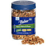 Fisher Chef's Naturals walnut halves and pieces, pantry pack, ideal for baking and keto snacks.