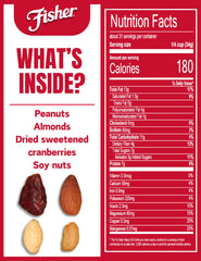 Fisher Chef's Naturals Hunger Fighter Trail Mix close-up serving, highlighting protein-packed portions for active days.