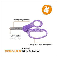 Fiskars SoftGrip blunt-tip kids scissors purple design with ergonomic handles
