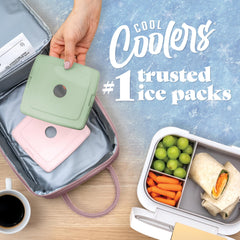 Fit and Fresh Cool Coolers four-pack tucked in a lunch bag for organized cooling.