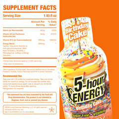 Five-hour ENERGY shot confetti craze bottle with label highlights sugar-free energy.