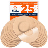 Fixic Freestyle adhesive patch back paper close-up showing three-part design for easy peeling.