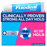 Fixodent Original denture adhesive tube pack for all-day hold and comfort.