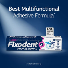 Fixodent Professional food seal reduces food particle intrusion during meals.