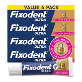 Fixodent Ultra Max Hold tube front view showing strong adhesion for dentures