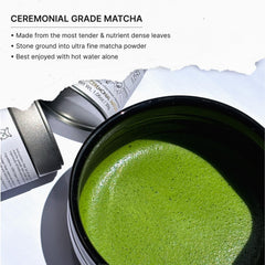 FKRO matcha powder in a bowl showing smooth texture.