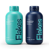 Flakes shampoo bottle pour shows 2% zinc pyrithione for dandruff relief.