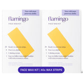 Flamingo face wax strips ready for easy at-home use to remove fine hairs.