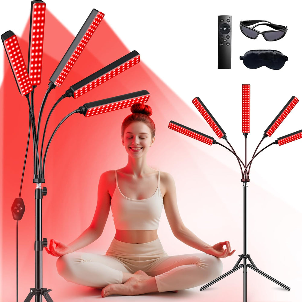 FlaoAito 5-head red-light panel provides broad facial coverage for daily sessions.