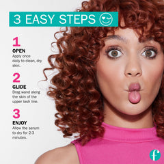 Close-up of the fLASH applicator showing precise upper-lash line use.