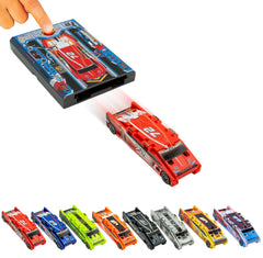 FLAT 2 FAST Original Stunt Card Racer in crimson red for fearless on-the-go play.