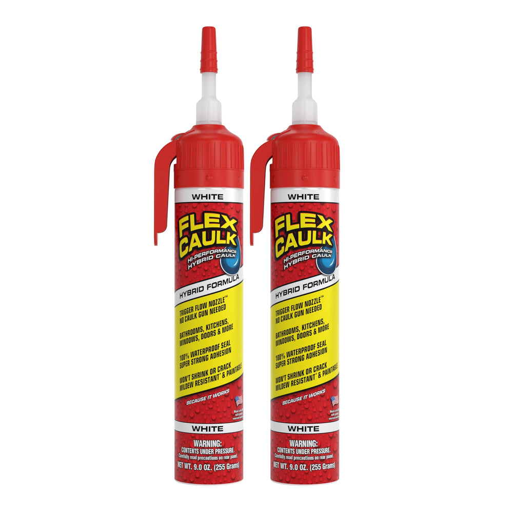 Flex Seal caulk bottle closeup demonstrating user-friendly sealant for multiple surfaces.