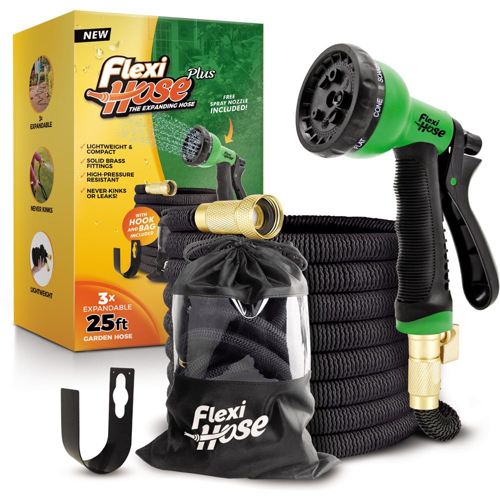 Flexi Hose Plus extendable body demonstrates rapid expansion for easy watering tasks.