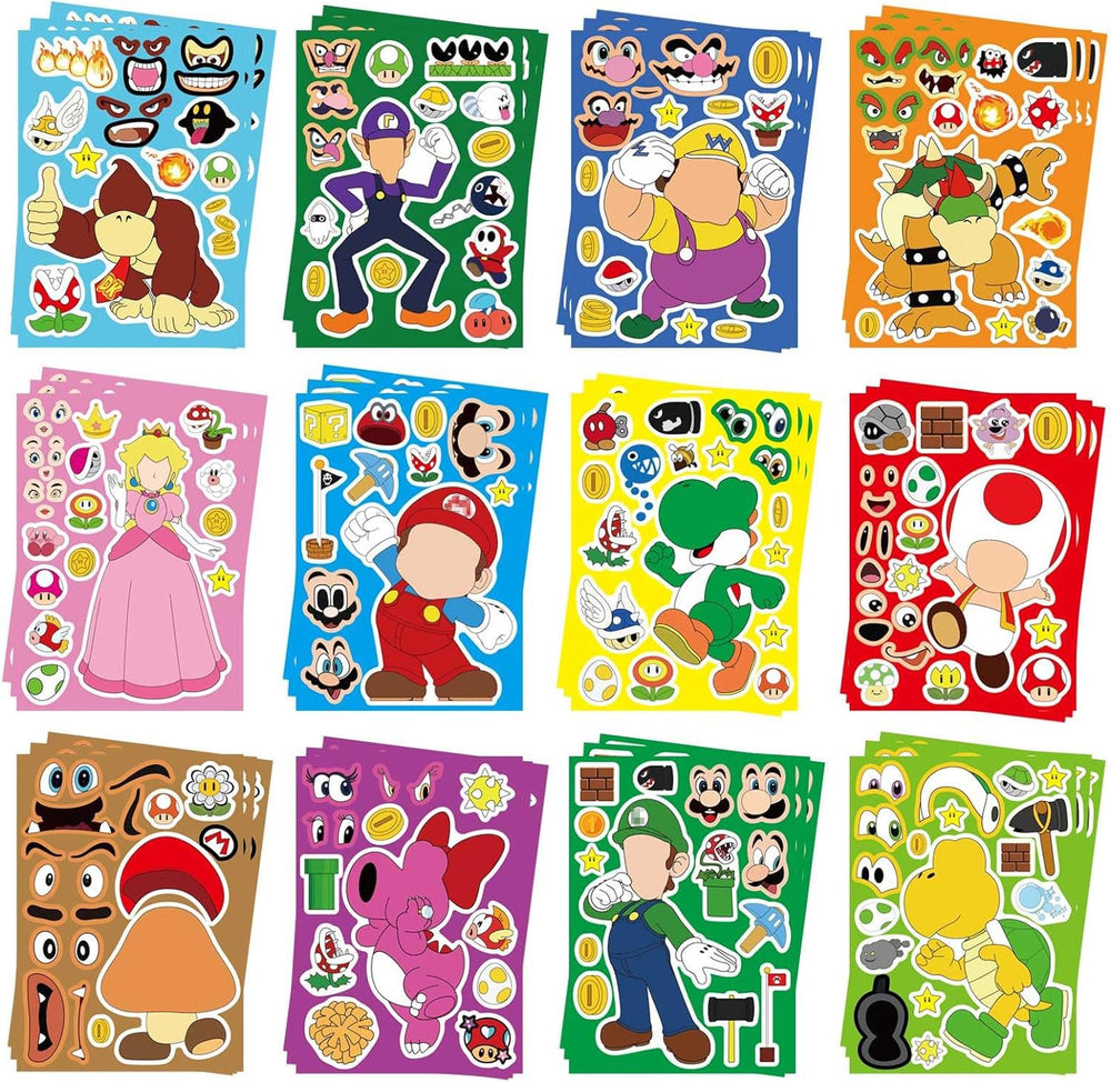 FlgarGO Mario make-a-face stickers for creative art projects and imaginative play