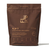 Flip My Life Flip 7 Chocolate bottle front shows premium plant-based nutrition for daily energy.