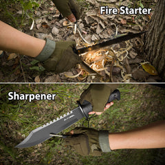 FLISSA survival knife clip-point blade offering precise cuts and edge retention