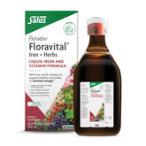 Floradix Floravital bottle and pour for easy daily iron and vitamin intake.
