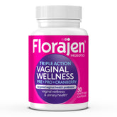 Florajen Women’s Triple-Action bottle displaying capsules for daily digestive, vaginal, and immune support