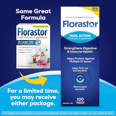 Florastor capsules-closeup highlights vegetarian, gluten-free formulation.