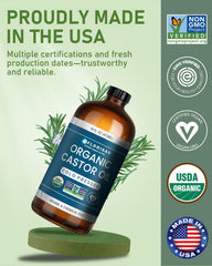 Florisan Cold-Pressed Castor Oil texture highlights purity and use on scalp.