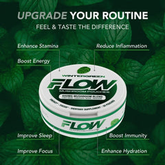 Flow Pouches Mushroom Nootropic pouch in hand for everyday use