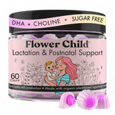 Flower Child breastfeeding gummies bottle for daily lactation support.