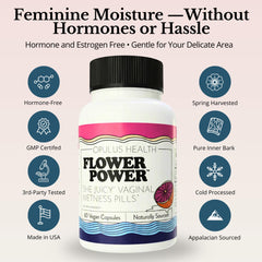 Flower Power packaging label highlights Made in USA and vegan formula for purity.