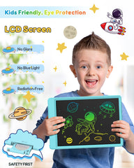 Child drawing on FLUESTON tablet in use for colorful lines