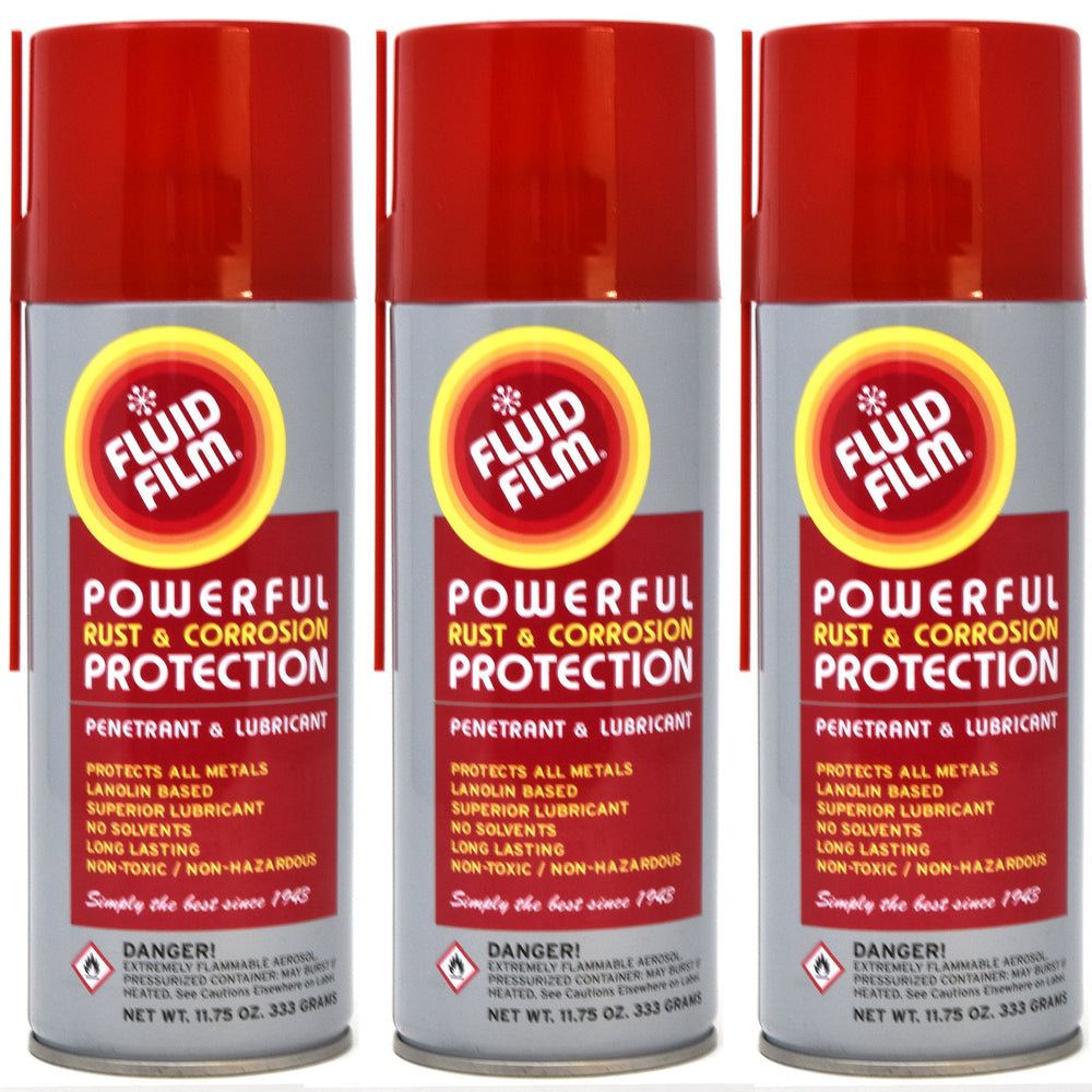 Fluid Film rust protection aerosol can seals metal surfaces and stops corrosion.