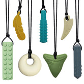 Flyaway textured leaf chew necklace pendant for discreet sensory use