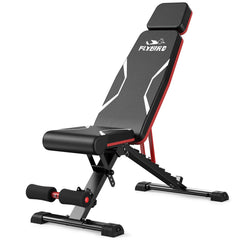 FlyBIRD adjustable weight bench with extended backrest for tall lifters.