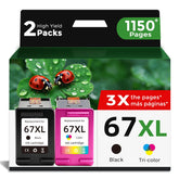 Flyfar 67XL black ink cartridge for HP printers with clear print quality and high yield