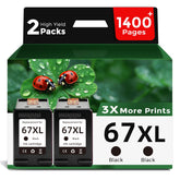 FLYFAR 67XL black ink cartridge two-pack for dependable home printing