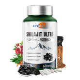 Flynew Shilajit bottle label shows premium ingredients for daily vitality